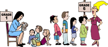Students sorted or classified by grade